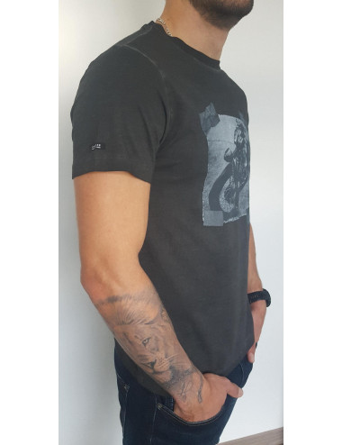 Tee-shirt moto gris anthracite